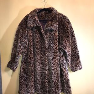 Donny Brook Faux Fur Animal Print Coat